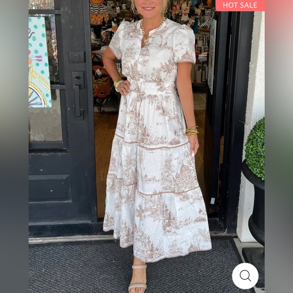 Toile short sleeve v-neck tiered maxi/midi dress NWOT